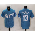 marshops Kansas City Royals #13 Salvador Perez Light Blue  Cool Base Stitched Jersey