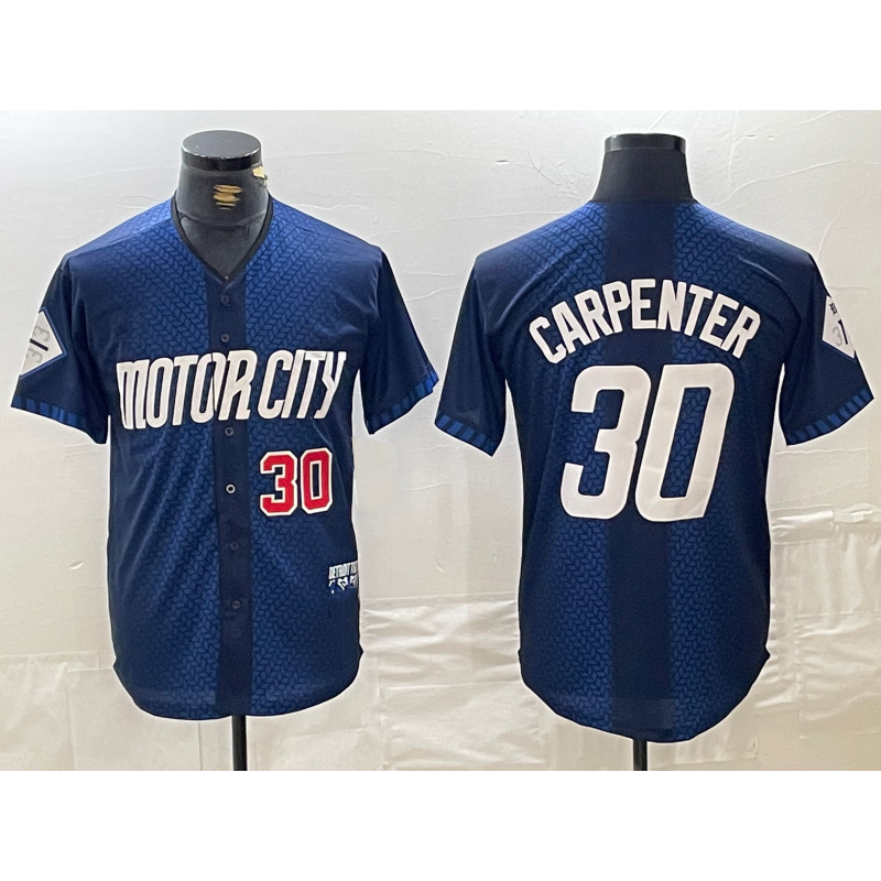 marshops Detroit Tigers #30 Kerry Carpenter Number 2024 Navy  City Connect Cool Base Limited Stitched Jersey