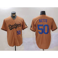 marshops Los Angeles Dodgers #50 Mookie Betts Number Olive  Cool Base Limited Stitched Jerseys
