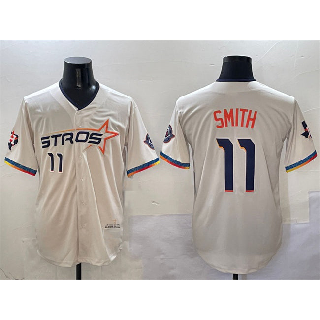 marshops Houston Astros #11 Cam Smith Cream  2025 City Connect With Texas Patch Limited Stitched Jersey