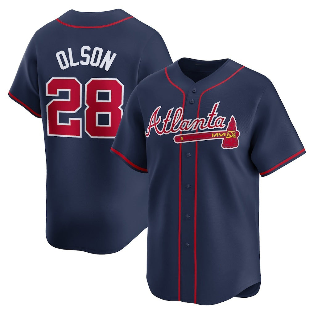 marshops Atlanta Braves #28 Matt Olson Navy  Alternate Limited Player Jersey