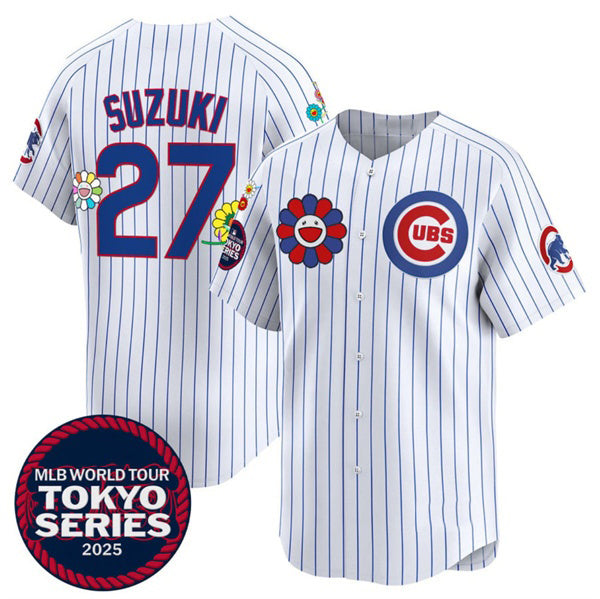 marshops Chicago Cubs #27 Seiya Suzuki White  2025 Tokyo Series Limited Stitched Jersey