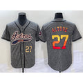 marshops Houston Astros #27 Jose Altuve Number Grey  Gridiron Cool Base Stitched Jersey