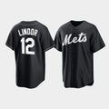 marshops New York Mets #12 Francisco Lindor Black  Cool Base Stitched Jersey