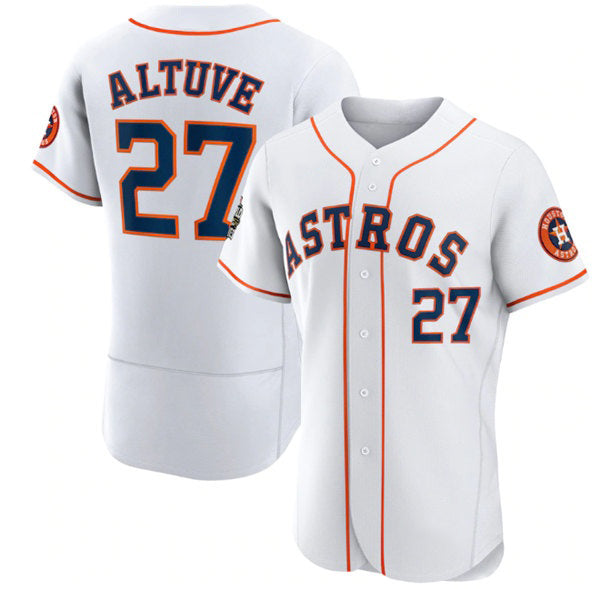 marshops Houston Astros #27 Jose Altuve White  2022 World Series Flex Base Stitched Jersey