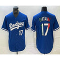marshops Los Angeles Dodgers #17 Shohei Ohtani Number Mexico Blue  Cool Base Stitched Jersey 2