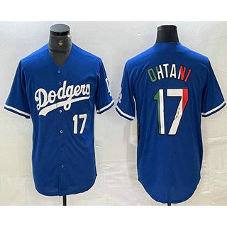 marshops Los Angeles Dodgers #17 Shohei Ohtani Number Mexico Blue  Cool Base Stitched Jersey 2