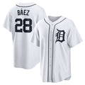 marshops Detroit Tigers #28 Javier Baez White  Home Replica Player Jersey