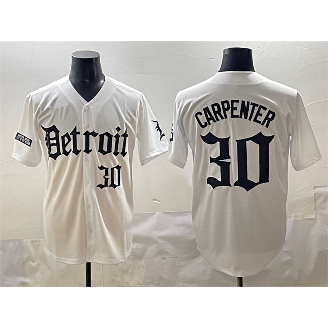 marshops Detroit Tigers #30 Kerry Carpenter White  'Motor Gothic Edition' Vapor Premier Limited Stitched Jersey