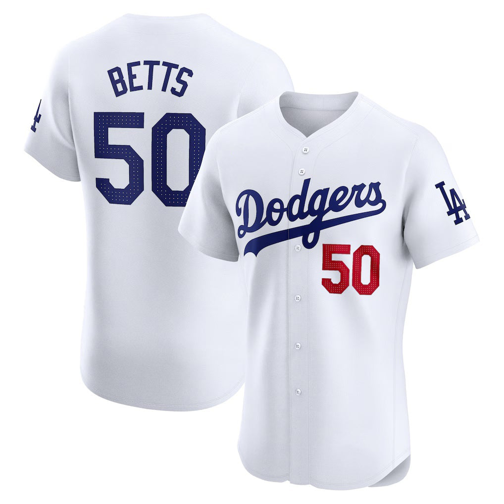 marshops Los Angeles Dodgers #50 Mookie Betts White  Home Elite Jersey