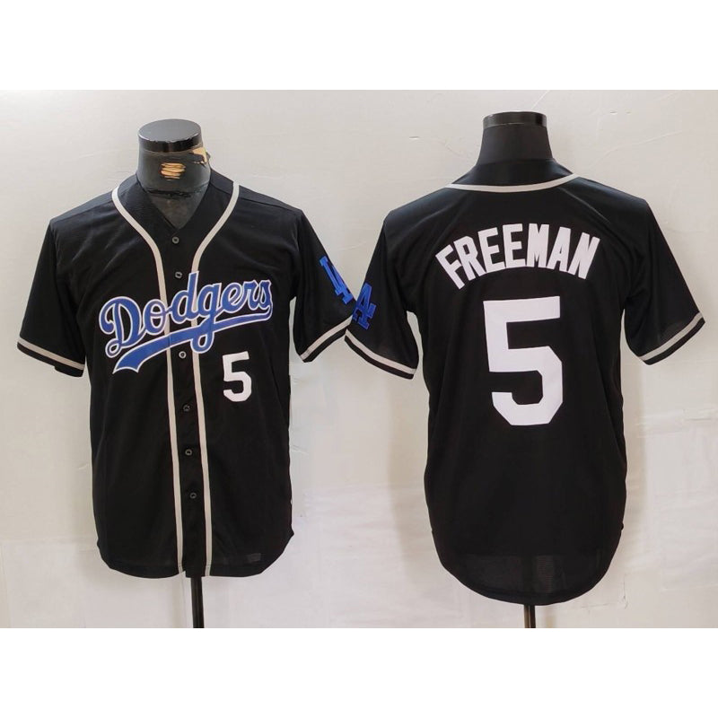 marshops Los Angeles Dodgers #5 Freddie Freeman Number Black  Cool Base With Patch Stitched Jerseys