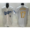 marshops Los Angeles Dodgers #17 Shohei Ohtani White Gold  Stitched Cool Base Jersey 2