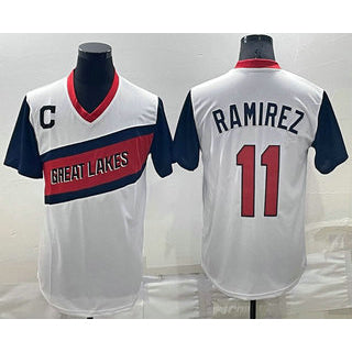 Cleveland Indians #11 Jose Ramirez White  2021 Little League Classic Stitched Jersey
