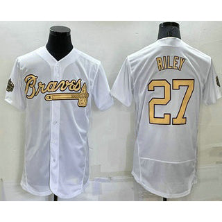 marshops Atlanta Braves #27 Austin Riley White  2022 All Star Stitched Flex Base Jersey