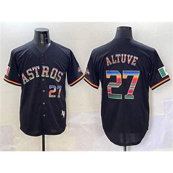 marshops Houston Astros #27 Jose Altuve Black  Mexico With World Serise Champions Patch Cool Base Stitched Jersey