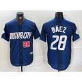 marshops Detroit Tigers #28 Javier Baez Number 2024 Navy  City Connect Cool Base Limited Stitched Jersey