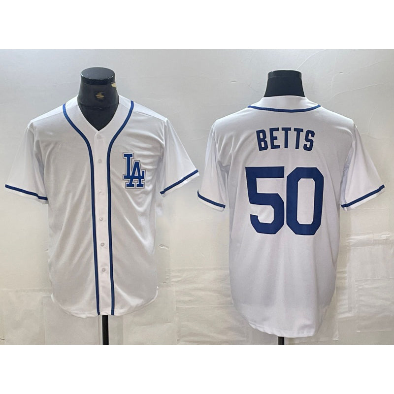 marshops Los Angeles Dodgers #50 Mookie Betts White  Cool Base Stitched Jersey
