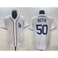 marshops Los Angeles Dodgers #50 Mookie Betts White  Cool Base Stitched Jersey