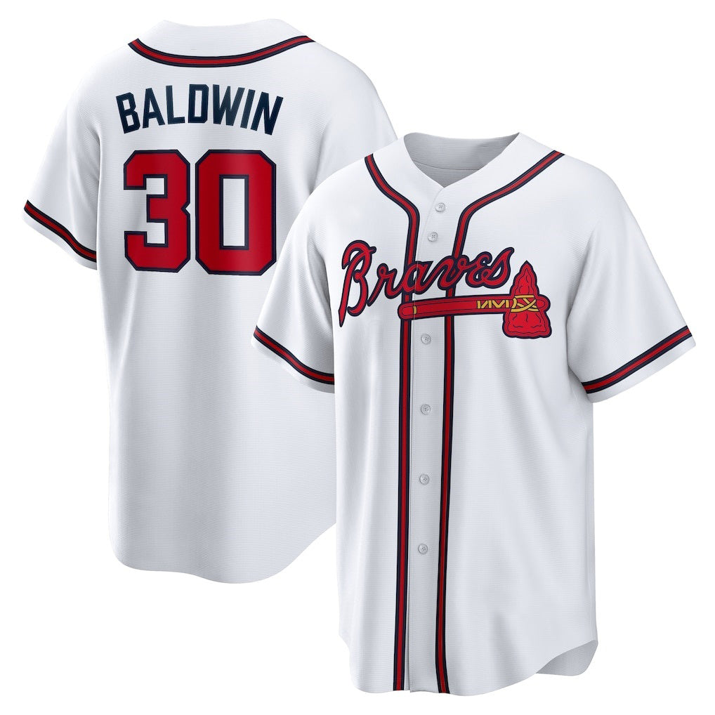 marshops Atlanta Braves #30 Drake Baldwin White  Home Replica Jersey
