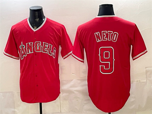 marshops Los Angeles Angels #9 Zach Neto Red  Stitched Jersey