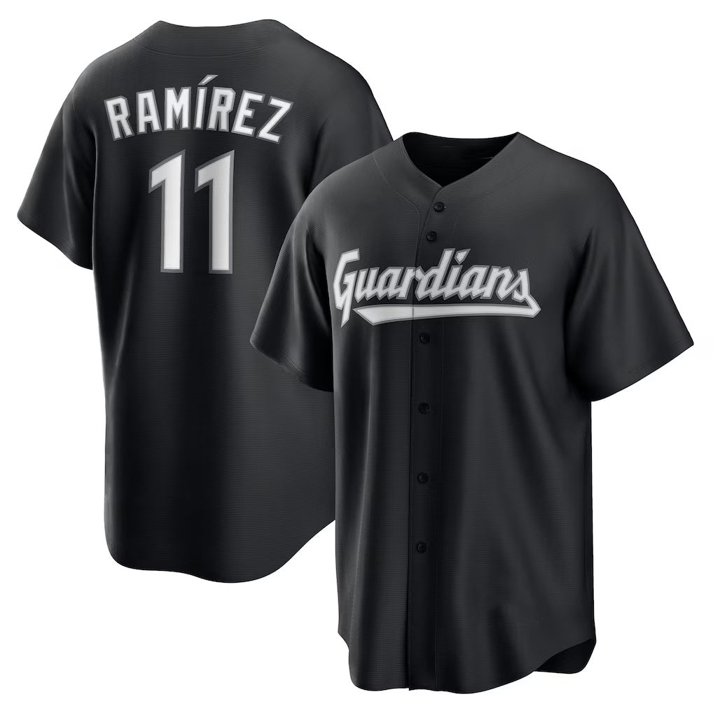 marshops Cleveland Guardians #11 Jos¨¦ Ram¨ªrez Black  Replica Player Jersey