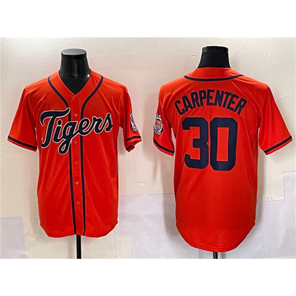 marshops Detroit Tigers #30 Kerry Carpenter Orange  With Patch Cool Base Stitched Jersey