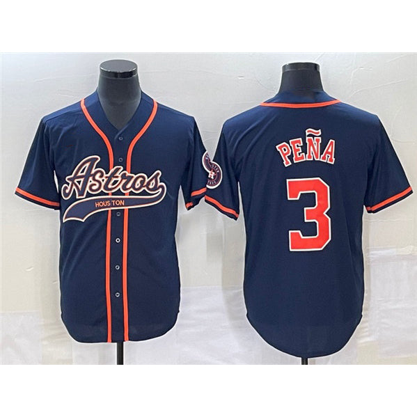 marshops Houston Astros #3 Jeremy Pena Navy  Cool Base Stitched Jersey