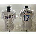 marshops Los Angeles Dodgers #17 Shohei Ohtani White Gold  Cool Base With Patch Stitched Jersey