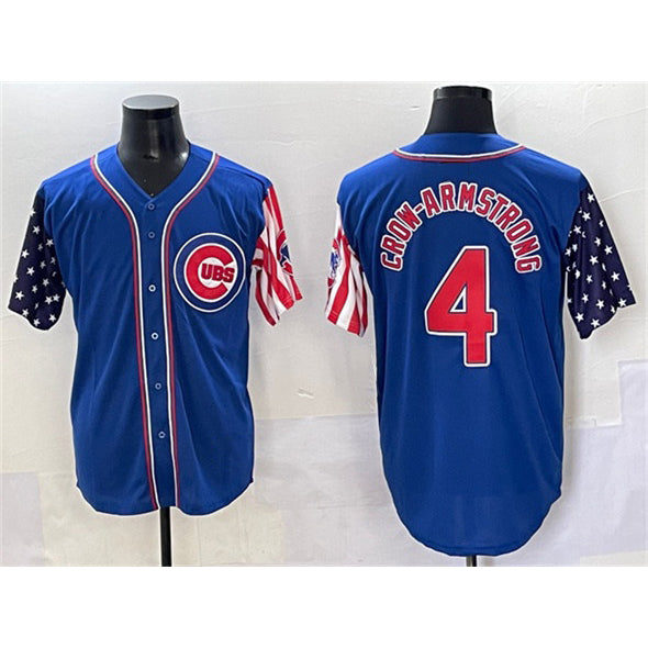 marshops Chicago Cubs #4 Pete Crow-Armstrong Royal  2025 Independence Day Vapor Premier Limited Stitched Jersey