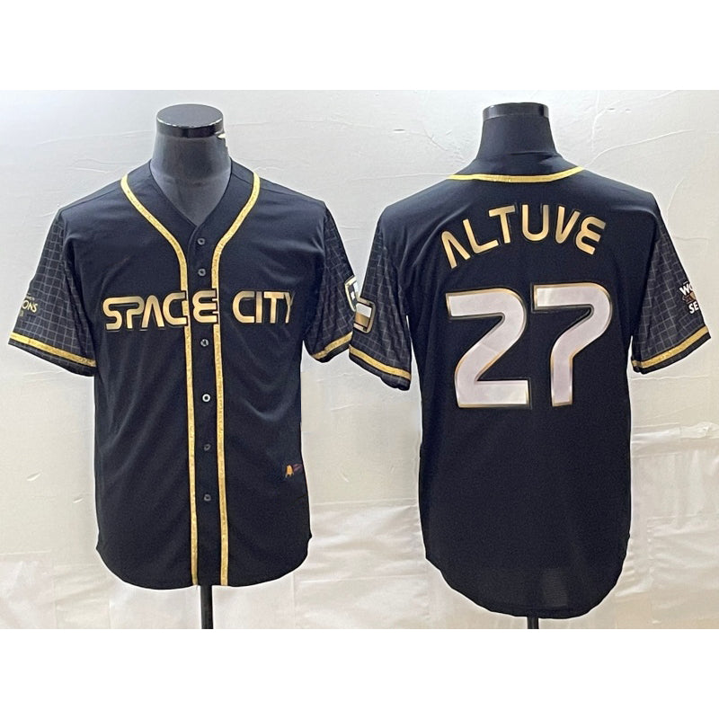 marshops Houston Astros #27 Jose Altuve Black  City Connect Cool Base Stitched Jersey