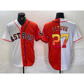 marshops Houston Astros #27 Jose Altuve White Orange  Split Stitched Jersey