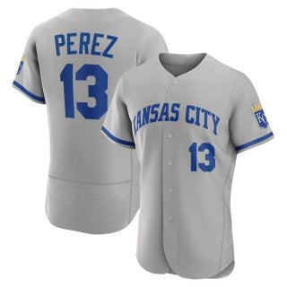 marshops Kansas City Royals #13 Salvador Perez Grey  Flex Base Stitched Jersey