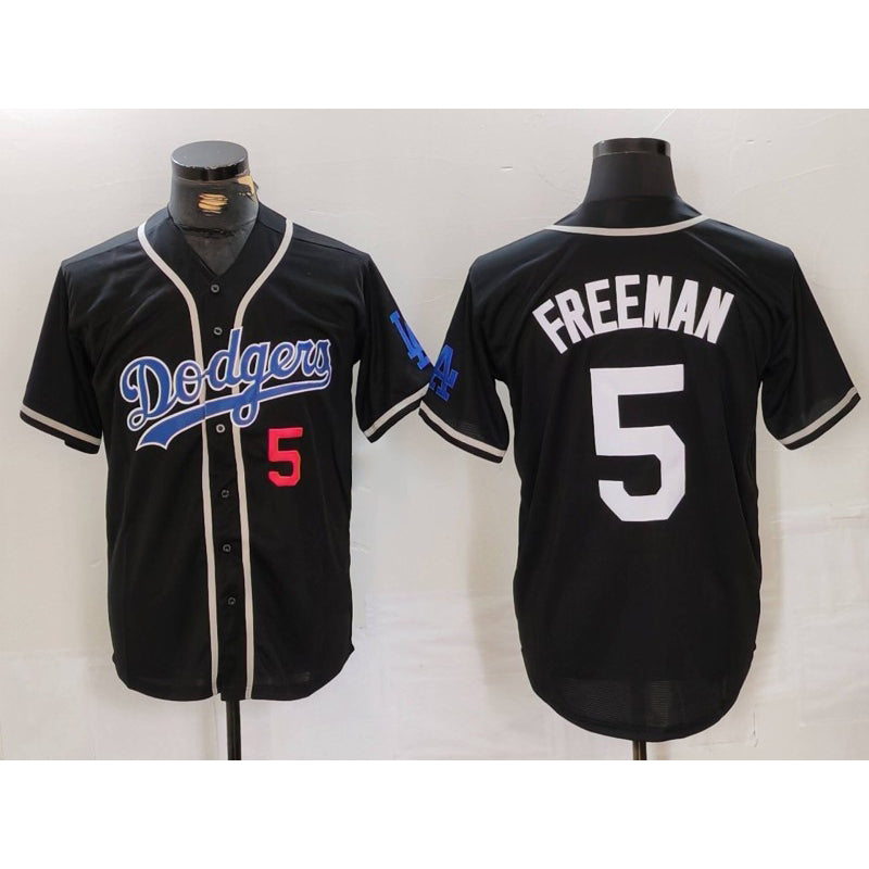 marshops Los Angeles Dodgers #5 Freddie Freeman Number Black  Cool Base With Patch Stitched Jersey 2