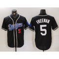 marshops Los Angeles Dodgers #5 Freddie Freeman Number Black  Cool Base With Patch Stitched Jersey 2