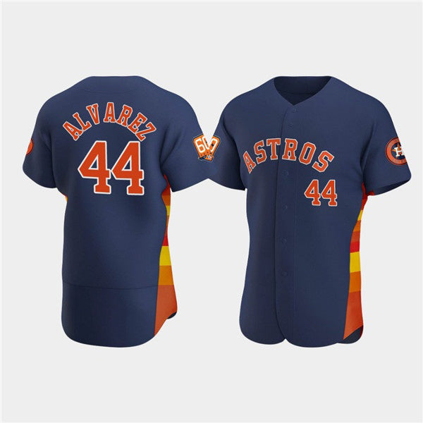 marshops Houston Astros #44 Yordan Alvarez Navy  60th Anniversary Flex Base Stitched Jersey