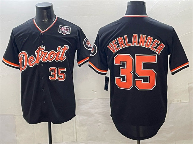 marshops Detroit Tigers #35 Justin Verlander Navy  2026 Alternate USA 250' Patch Vapor Premier Limited Stitched Jersey