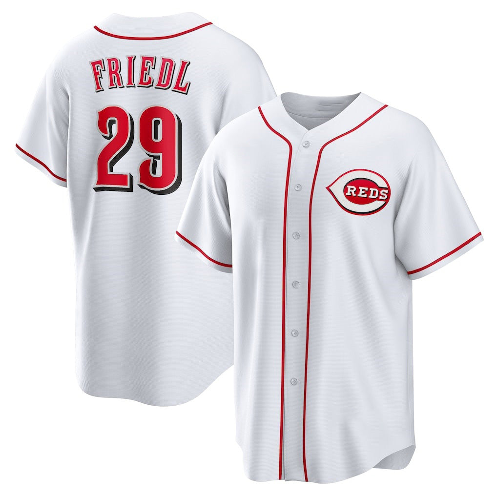 marshops  Cincinnati Reds #29 TJ Friedl White  Home Replica Jersey