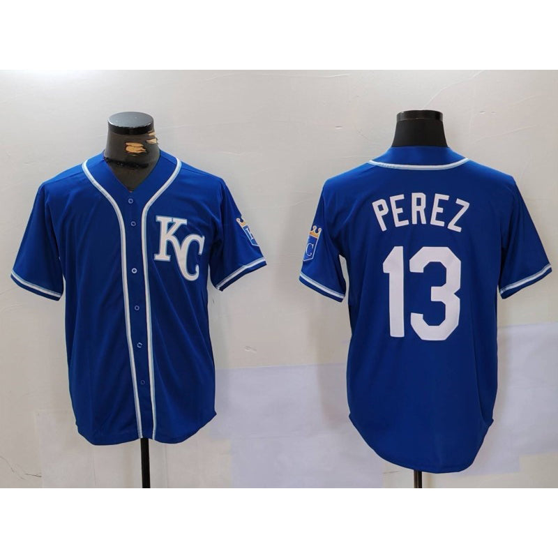 marshops Kansas City Royals #13 Salvador Perez Blue  KC Cool Base Stitched Jersey