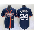 marshops Detroit Tigers #24 Miguel Cabrera Number Navy Blue  Cool Base Stitched Jersey