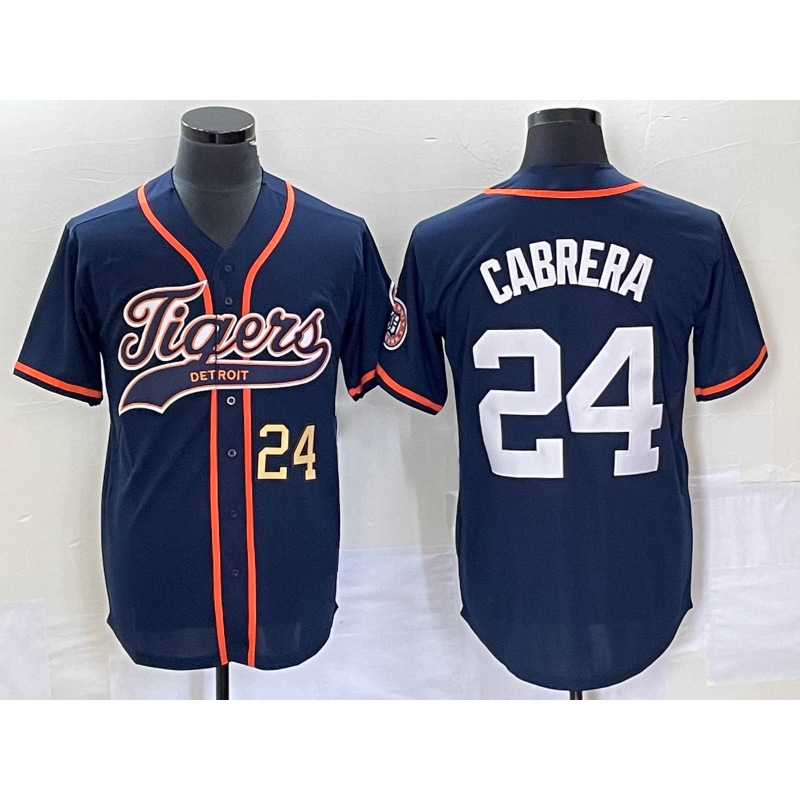marshops Detroit Tigers #24 Miguel Cabrera Number Navy Blue  Cool Base Stitched Jersey