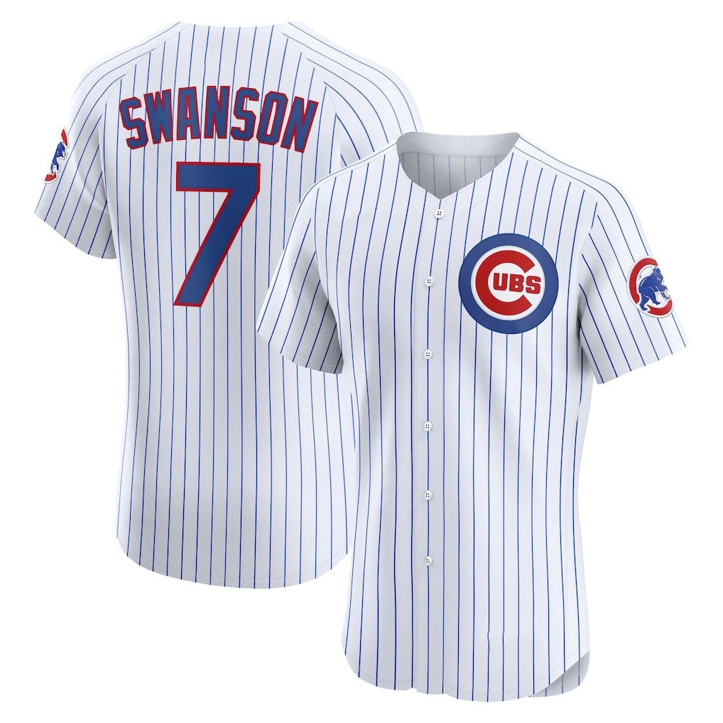 marshops Chicago Cubs #7 Dansby Swanson White  Home Elite Jersey