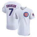 marshops Chicago Cubs #7 Dansby Swanson White  Home Elite Jersey