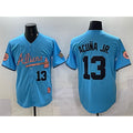 marshops Atlanta Braves #13 Ronald Acuna Jr. Blue  2024 Atliens & Peach With Outkast Patch Vapor Limited Stitched Jersey