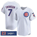 marshops Chicago Cubs #7 Dansby Swanson White  Pinstripe 'Ryne Sandberg Tribute' Vapor Limited V3 Stitched Jersey