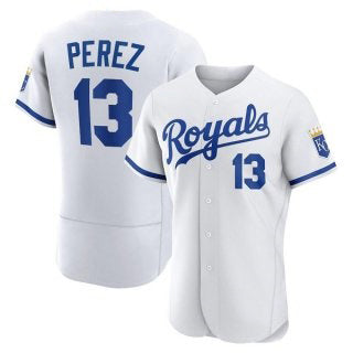 marshops Kansas City Royals #13 Salvador Perez White  Flex Base Stitched Jersey