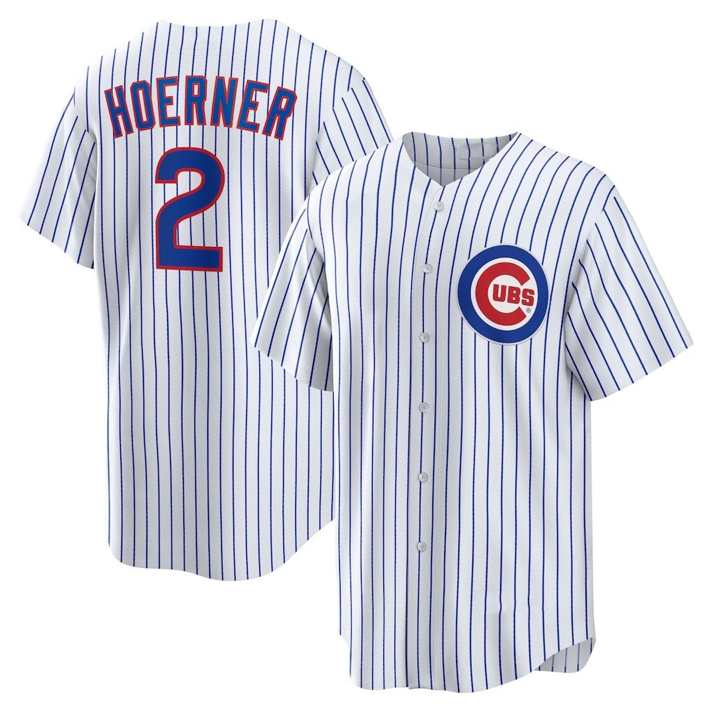 marshops Chicago Cubs #2 Nico Hoerner White  Replica Player Jersey