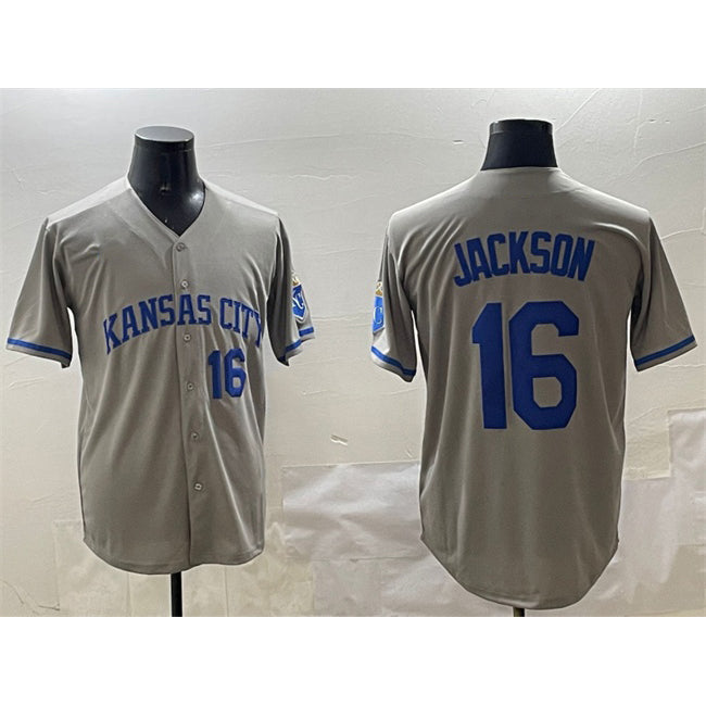 marshops Kansas City Royals #16 Bo Jackson Gray  2024 Away Limited Stitched Jersey