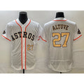 marshops Houston Astros #27 Jose Altuve Number 2023 White  Gold World Serise Champions Patch Flex Base Stitched Jersey 3