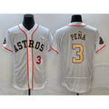 marshops Houston Astros #3 Jeremy Pena Number 2023 White Gold  World Serise Champions Patch Flex Base Stitched Jersey