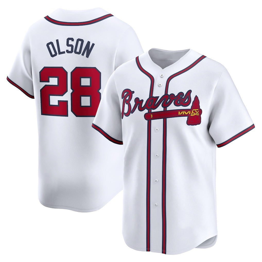 marshops Atlanta Braves #28 Matt Olson White  Home Limited Player Jersey